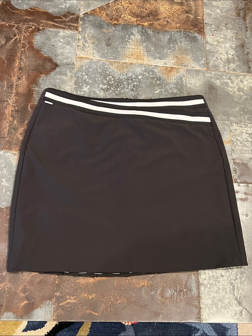 NVO Black Pleated Skort with Stripe Detail